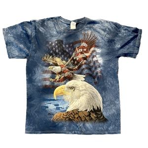 2011 The Mountain Bald Eagle Patriotic Flag Tie Dye Shirt Size Large